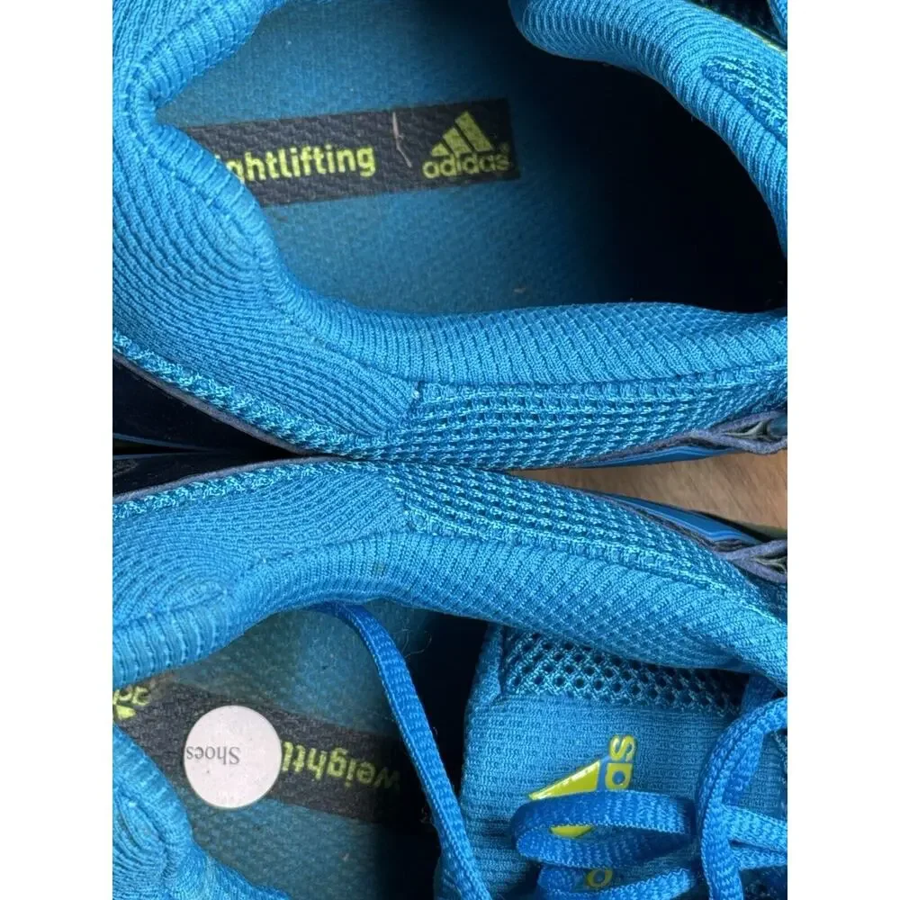 Adidas Power Perfect 2 Weightlifting Mens Size 12 Blue Yellow Sneakers Lace Up